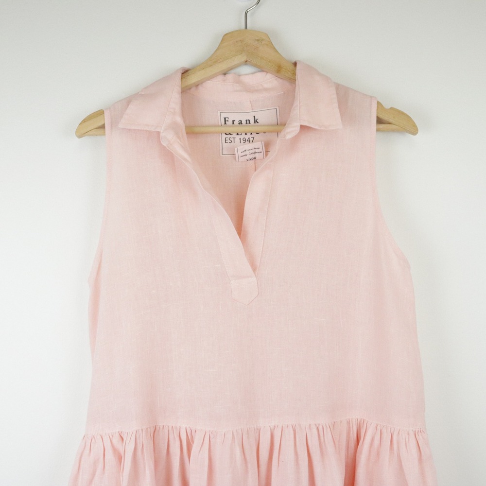 Frank & Eileen Daphne Linen Shirt Dress Peach Pink Small - Picture 4 of 10